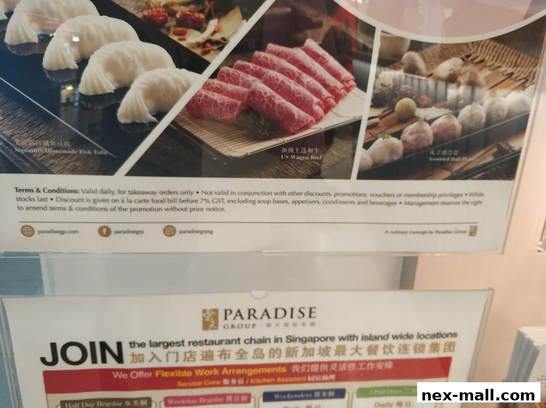 A collage of food items and a recruitment advertisement for a restaurant chain.