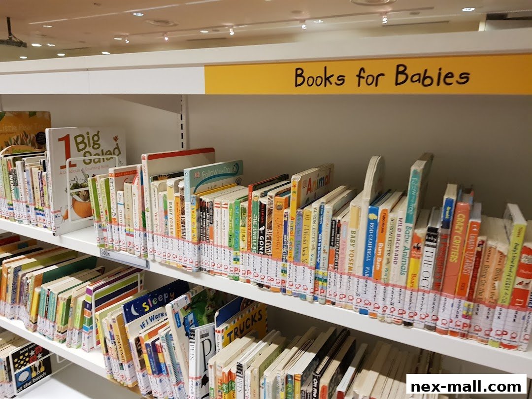 Shelves filled with children's books, including a section labeled 'Books for Babies'.