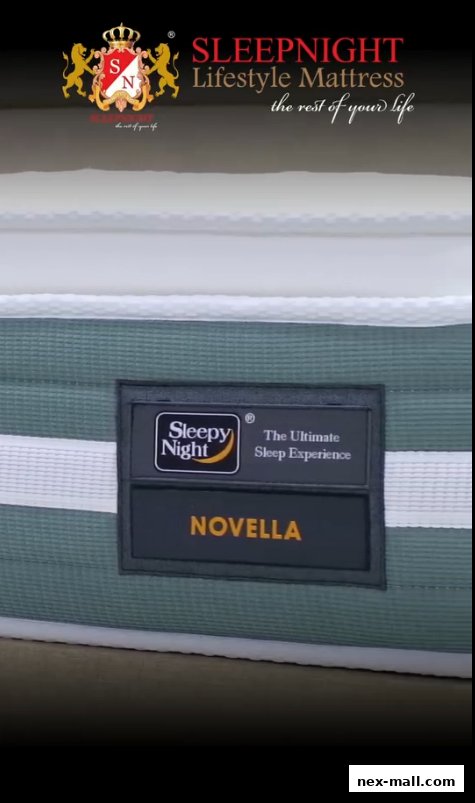 A close-up of a Sleepy Night mattress with the 'Novella' model name visible.
