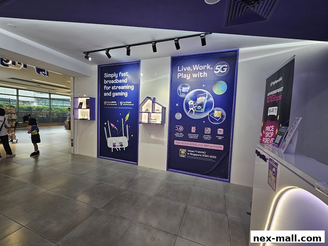 MyRepublic store with promotional banners for broadband and 5G services.