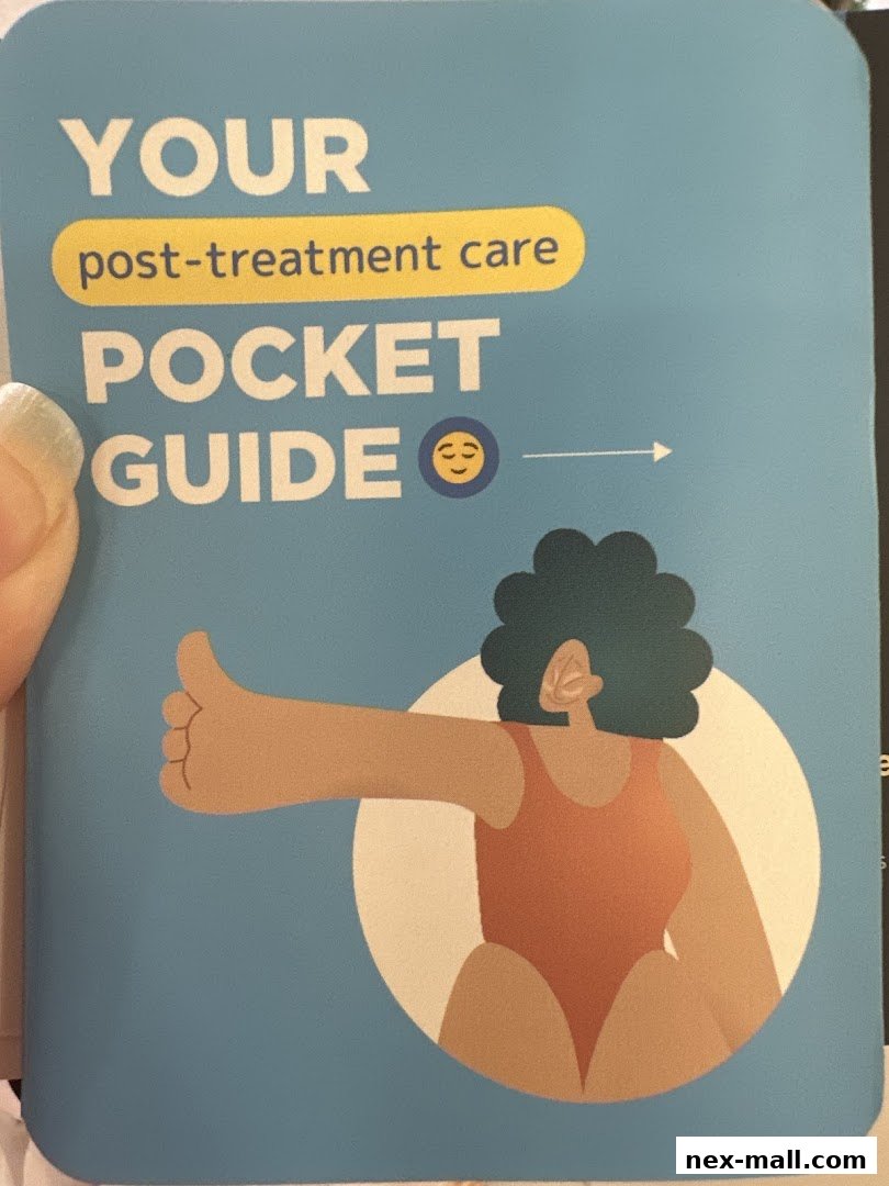 A pocket guide for post-treatment care with an illustration of a person giving a thumbs up.