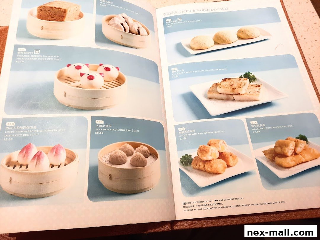 A menu from Canton Paradise featuring various dim sum dishes with appealing visuals.