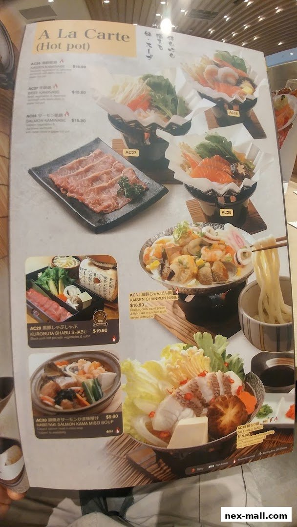 A menu featuring various hot pot dishes with fresh ingredients and clear descriptions.