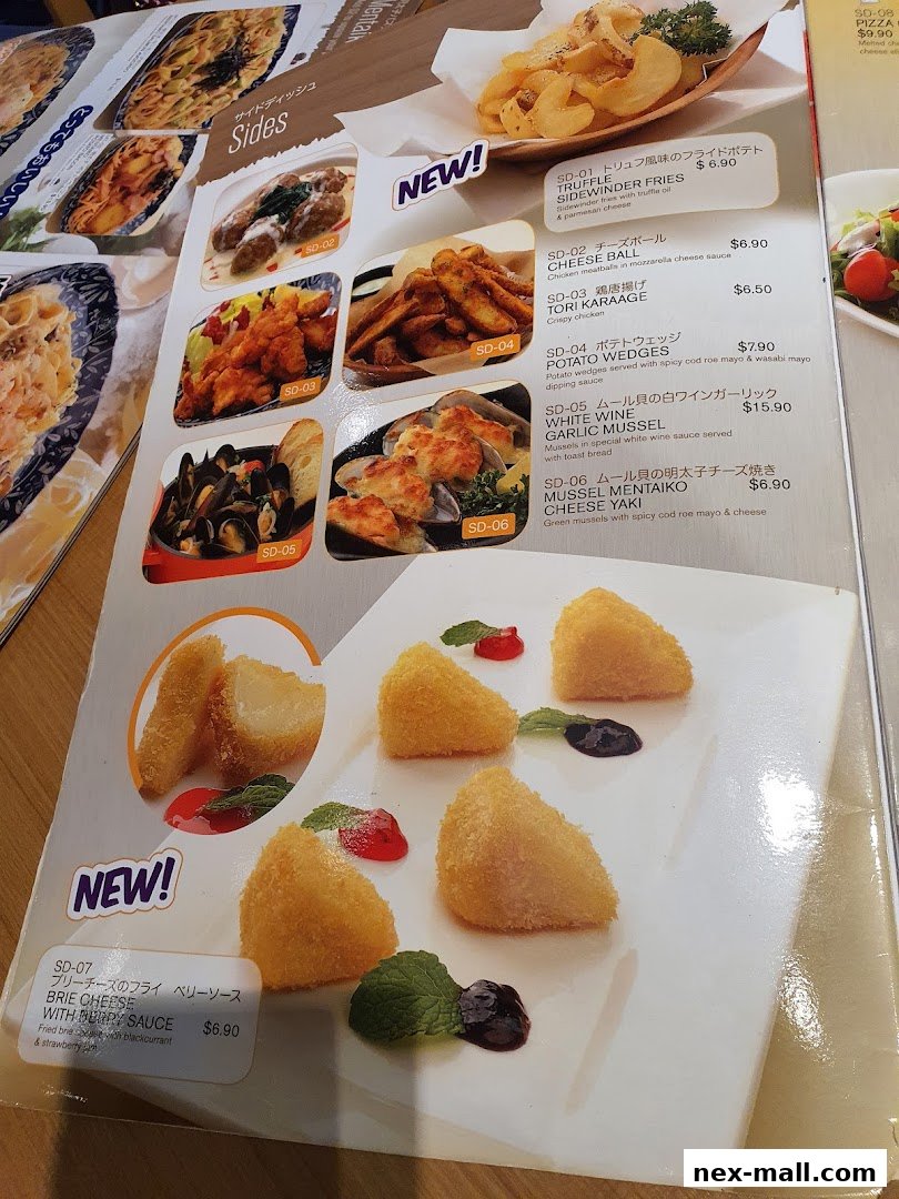 A menu page showcasing various side dishes with appetizing images and descriptions.