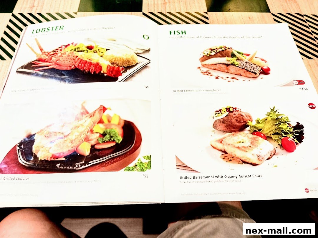 A menu from Jack's Place featuring lobster and fish dishes with prices.