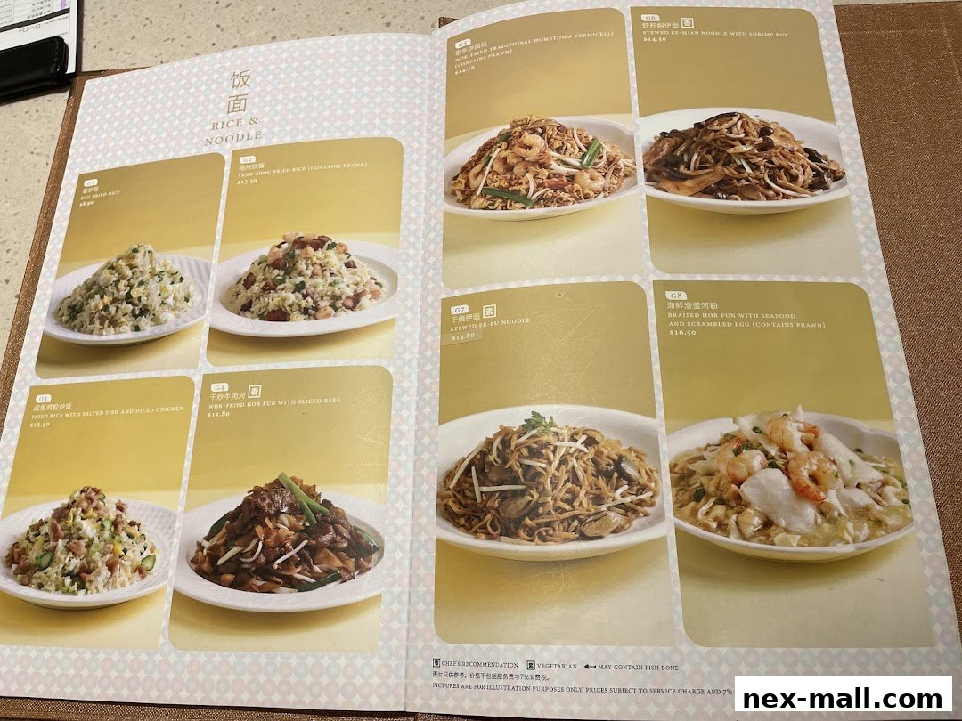 A menu page from Canton Paradise featuring various rice and noodle dishes with accompanying images.