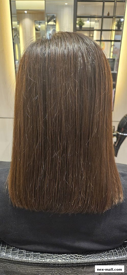 A person's back with neatly cut, brown hair, showcasing a salon's styling expertise.