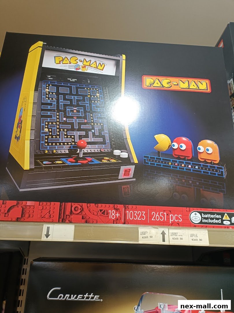 A LEGO Pac-Man arcade game set box with iconic characters and game maze.