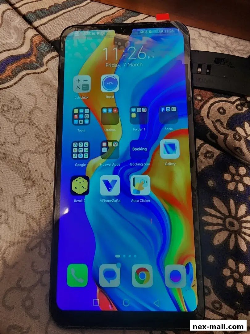 A smartphone screen displaying various app icons and the time.