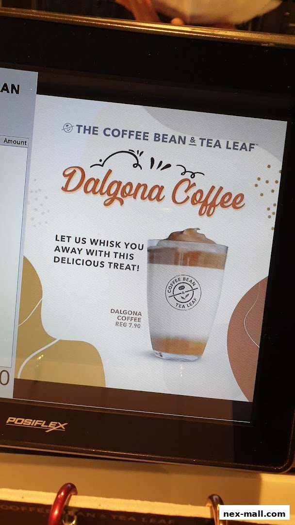 A screen displaying a promotion for Dalgona Coffee at The Coffee Bean & Tea Leaf.