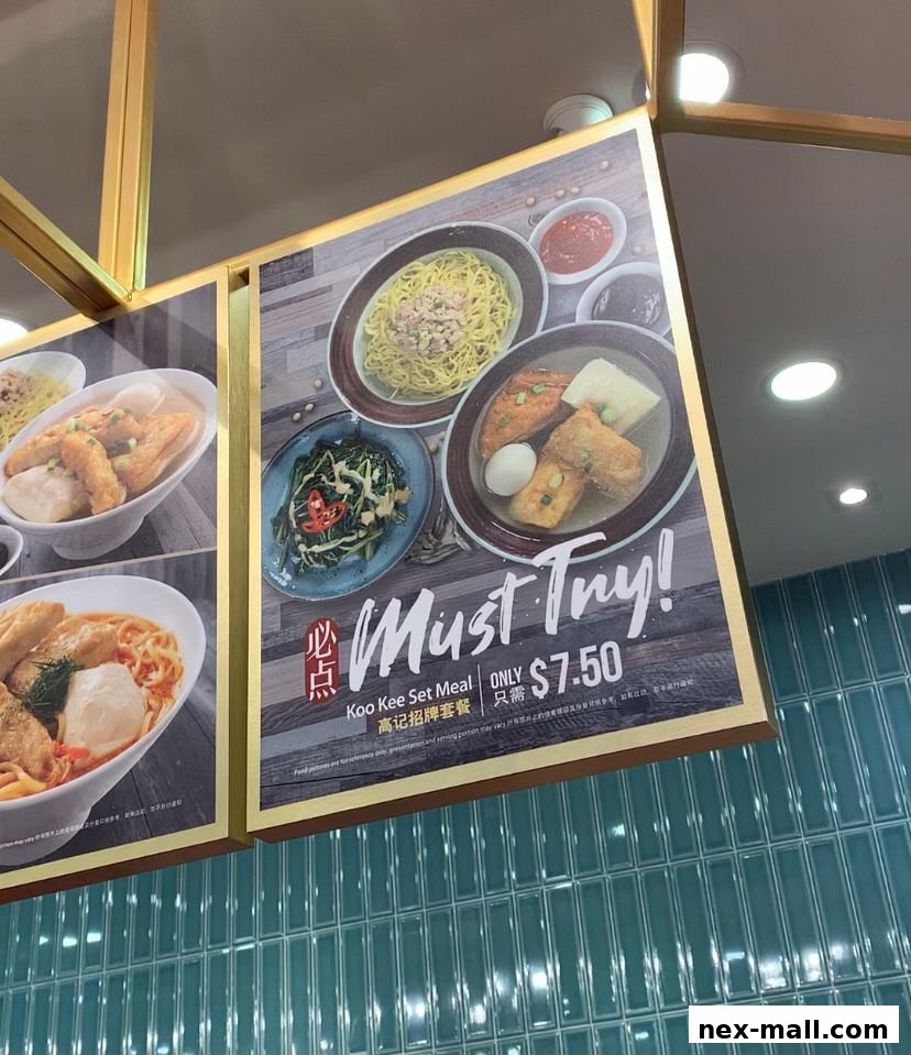 A sign advertising the Koo Kee Set Meal for $7.50, featuring various dishes.