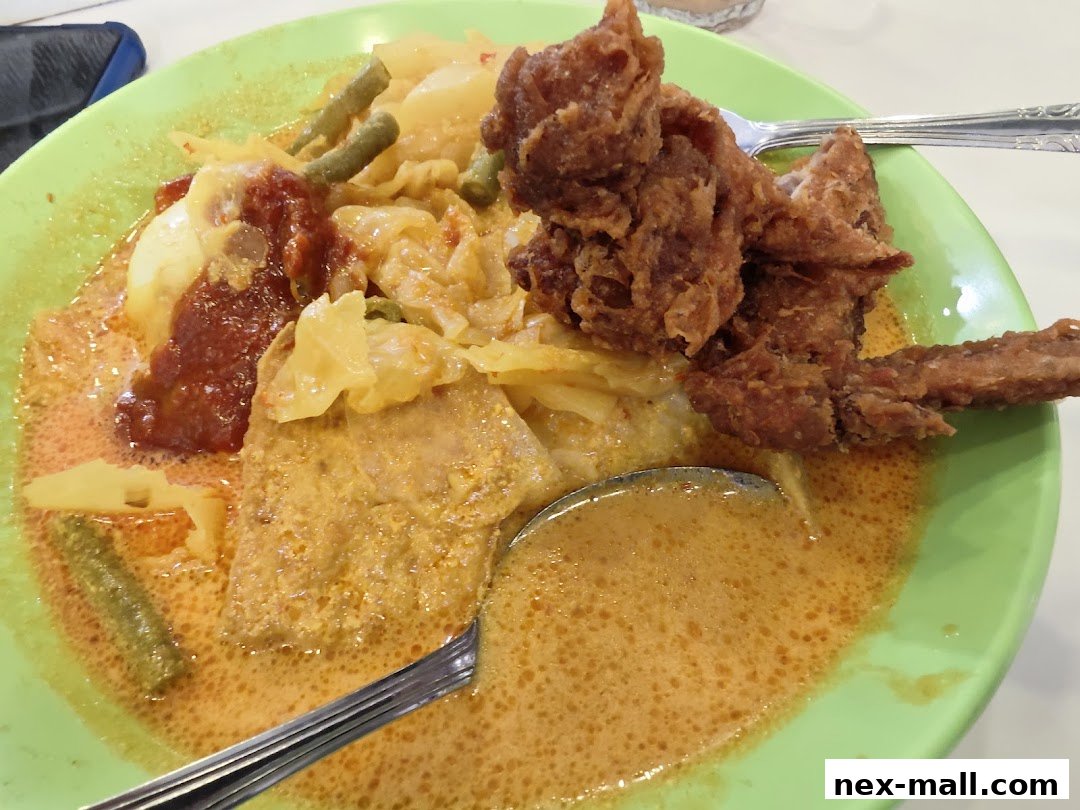 A close-up of a delicious plate of food with fried chicken and curry.