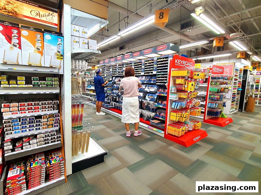 Customers browse aisles filled with a wide array of art supplies and stationery at Art Friend.