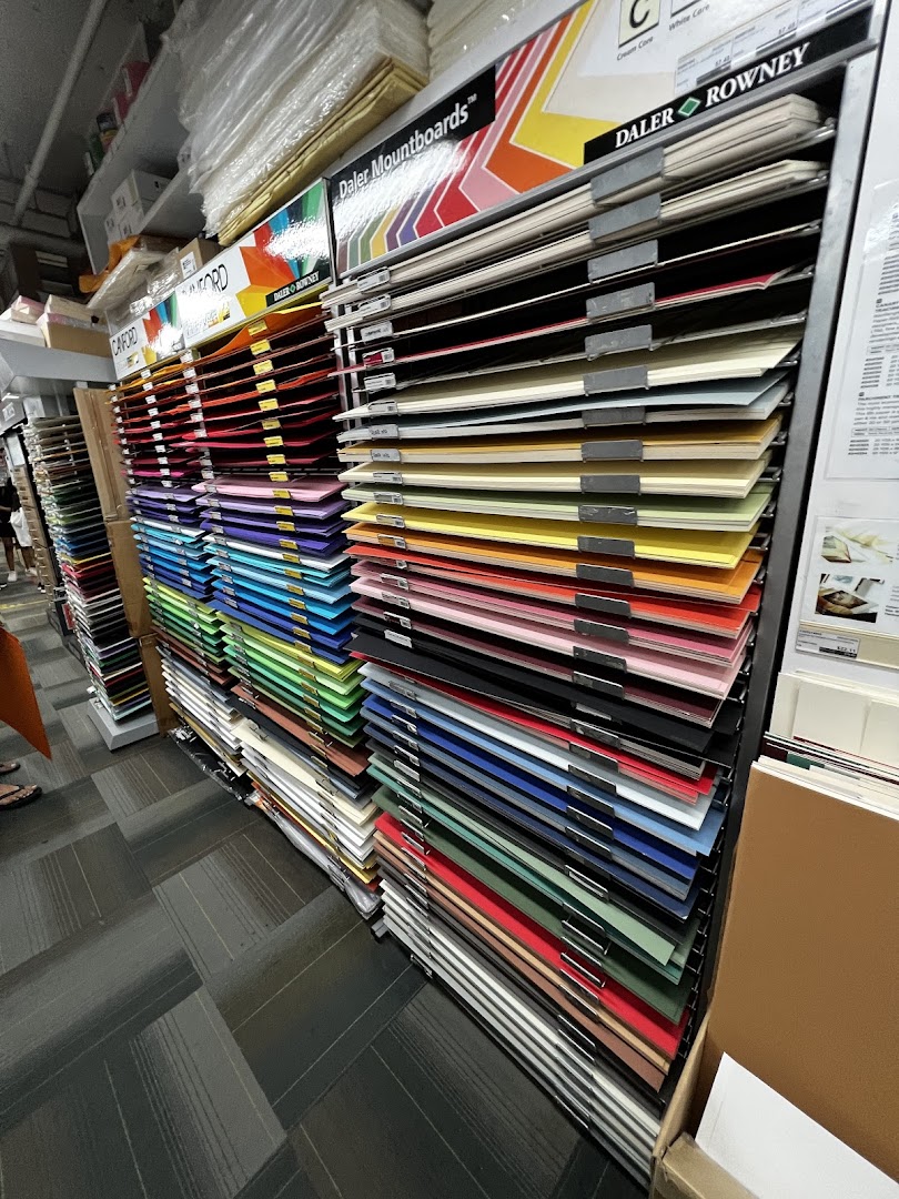 A vibrant display of Daler-Rowney and Daler Mountboards in various colors at Art Friend.