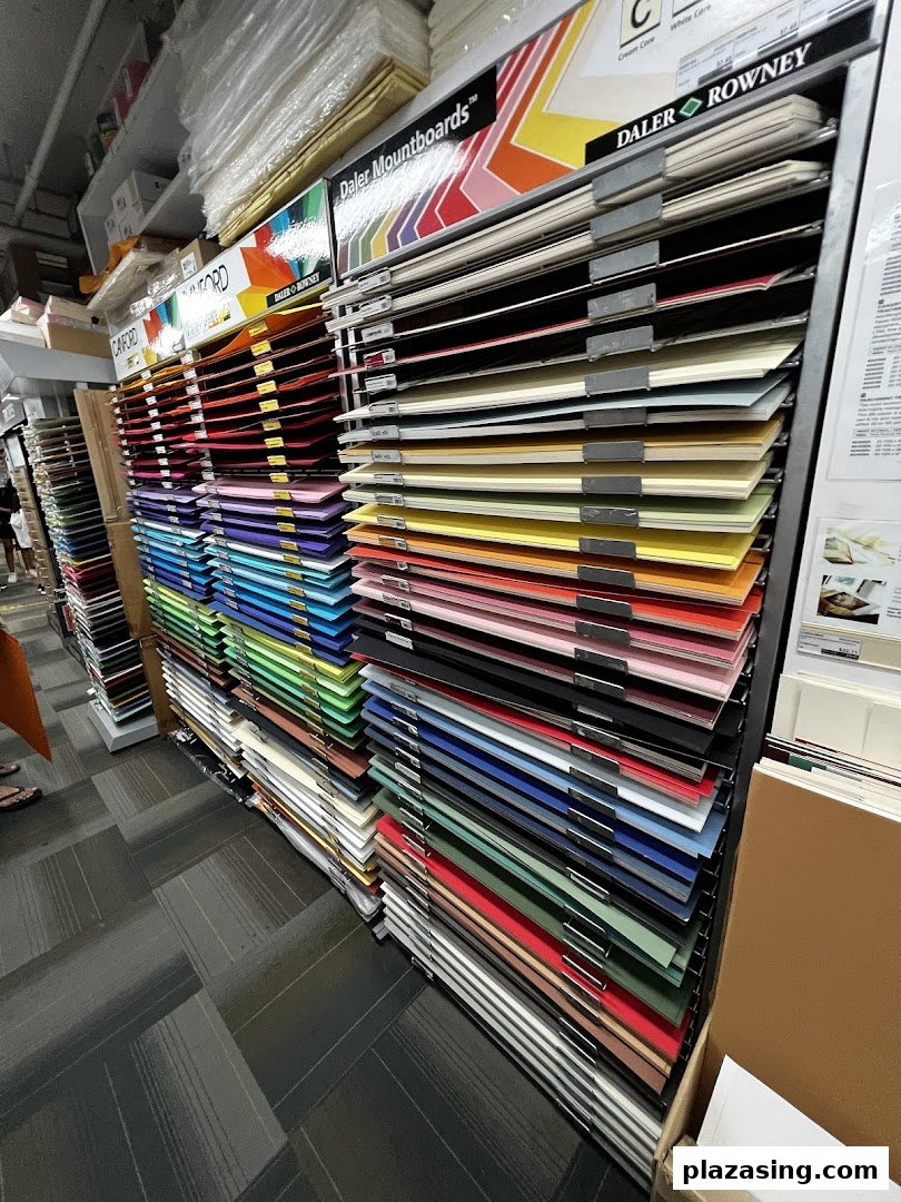 A vibrant display of Daler-Rowney and Daler Mountboards in various colors at Art Friend.