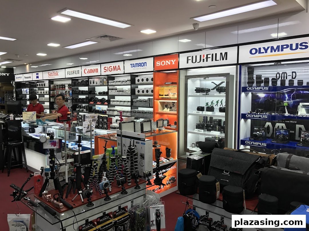 Interior view of Bally Photo Electronics, showcasing a wide range of cameras, lenses, and photography accessories.