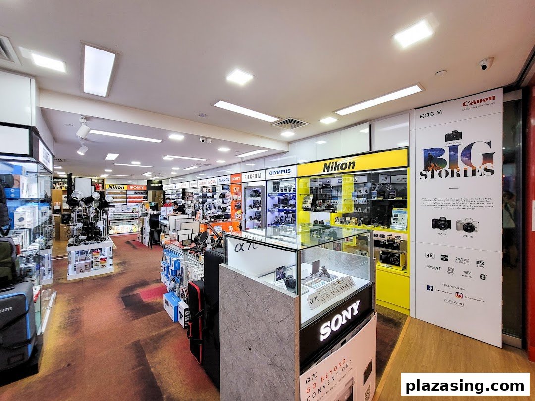 An interior view of Bally Photo Electronics, showcasing a wide range of cameras and electronic equipment.