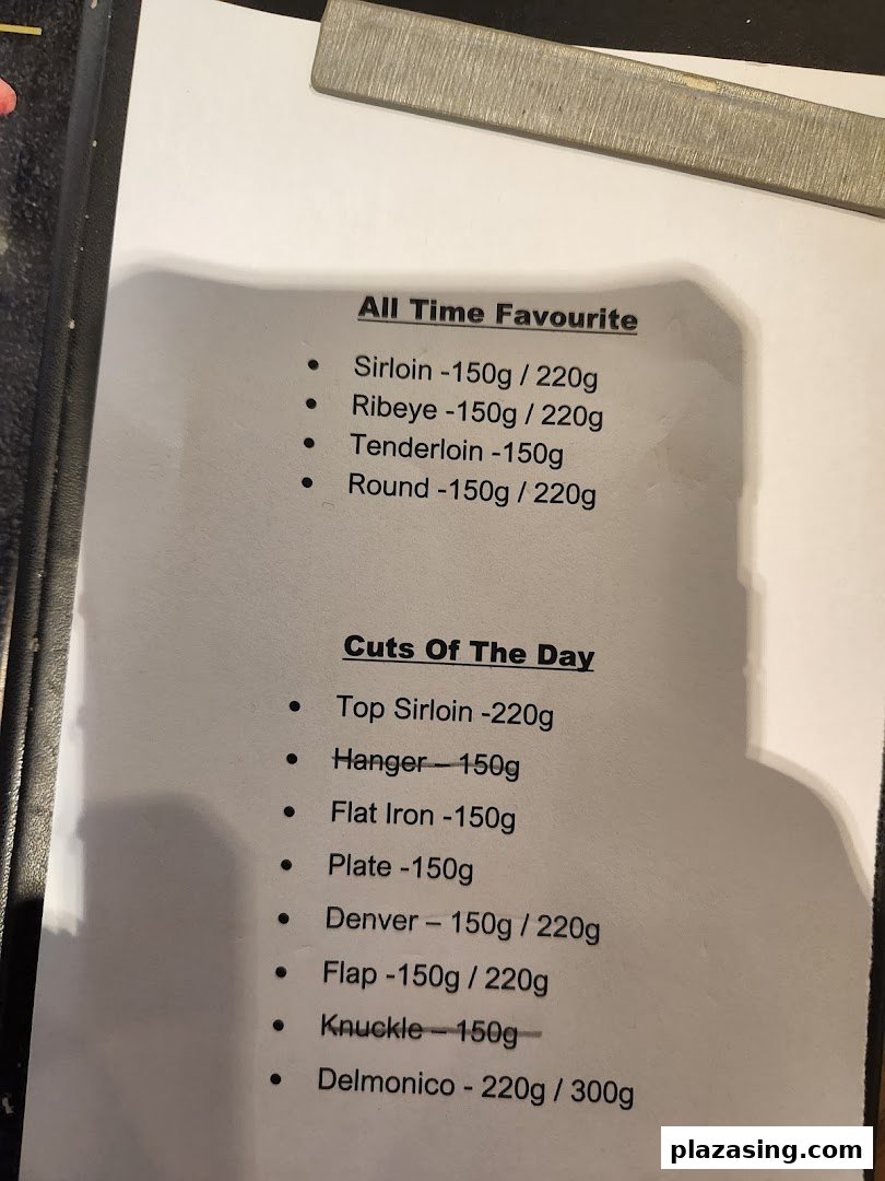 A menu displaying various cuts of wagyu beef, categorized as 'All Time Favourite' and 'Cuts Of The Day'.