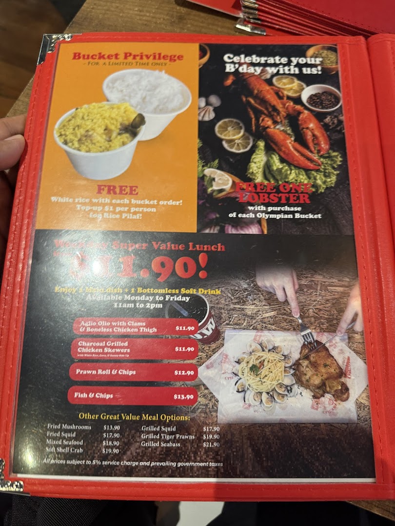 A detailed menu page showcasing lunch deals, value meals, and special offers.