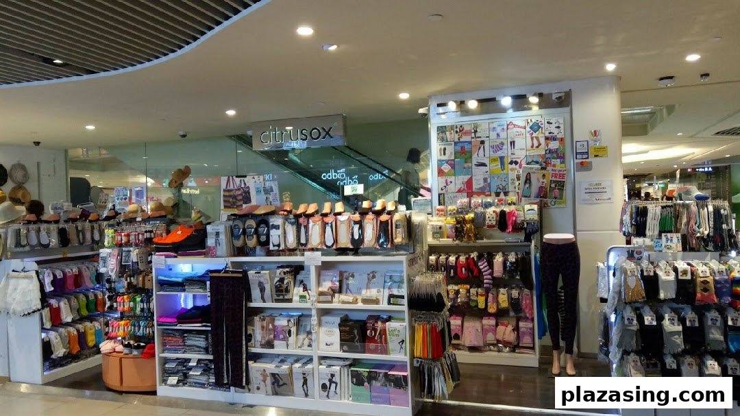 The vibrant entrance of Citrusox, showcasing a wide array of socks, hosiery, and accessories.