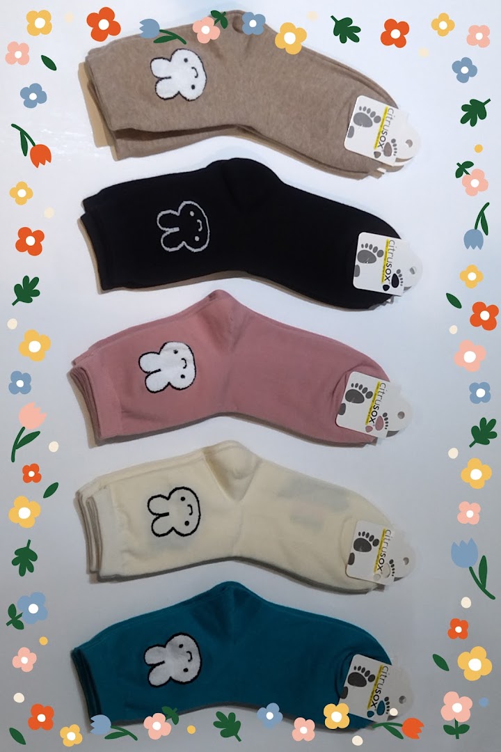 Five pairs of colorful socks featuring Miffy character designs from Citrusox.