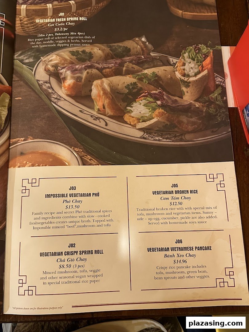 A menu page from Co Chung Vietnamese Restaurant featuring a variety of vegetarian dishes.
