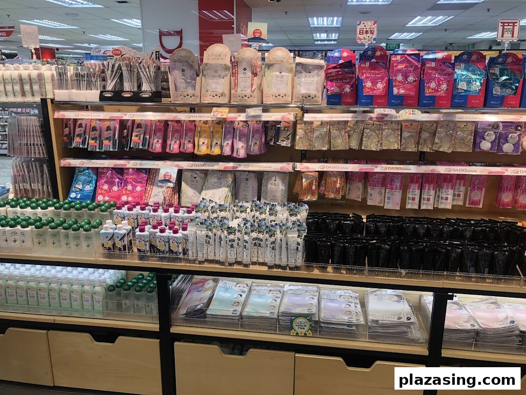 Shelves stocked with a variety of beauty and personal care products, including face masks and lotions.