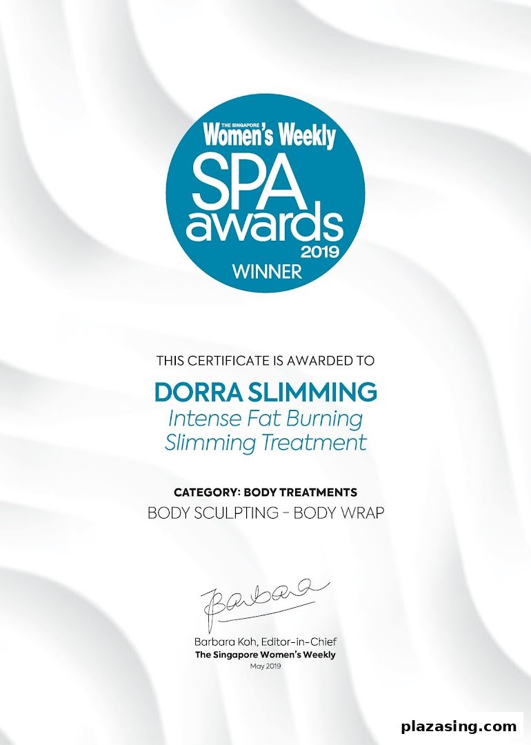A certificate awarded to Dorra Slimming for their Intense Fat Burning Slimming Treatment.