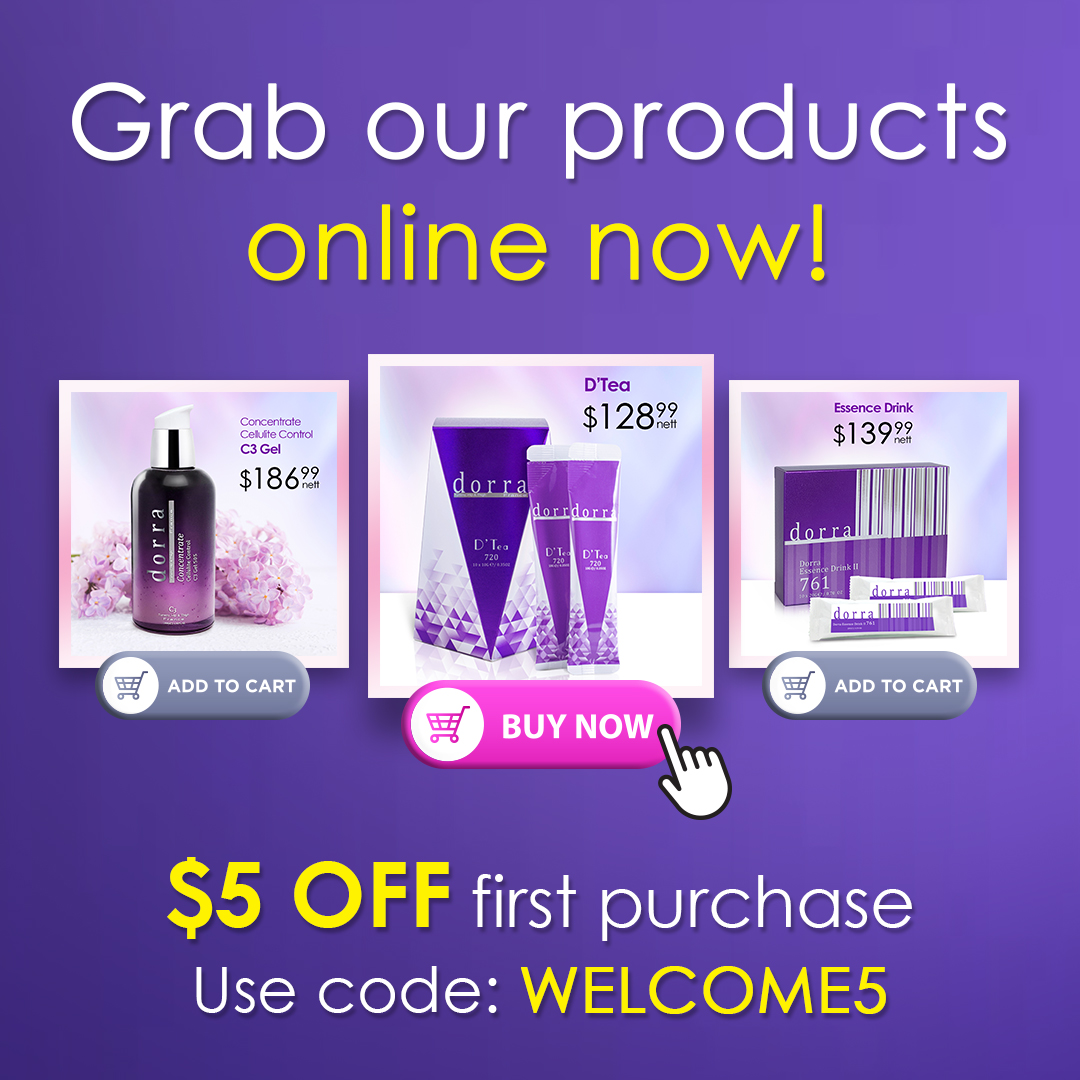 An advertisement showcasing Dorra Slimming products available online with a special discount offer.