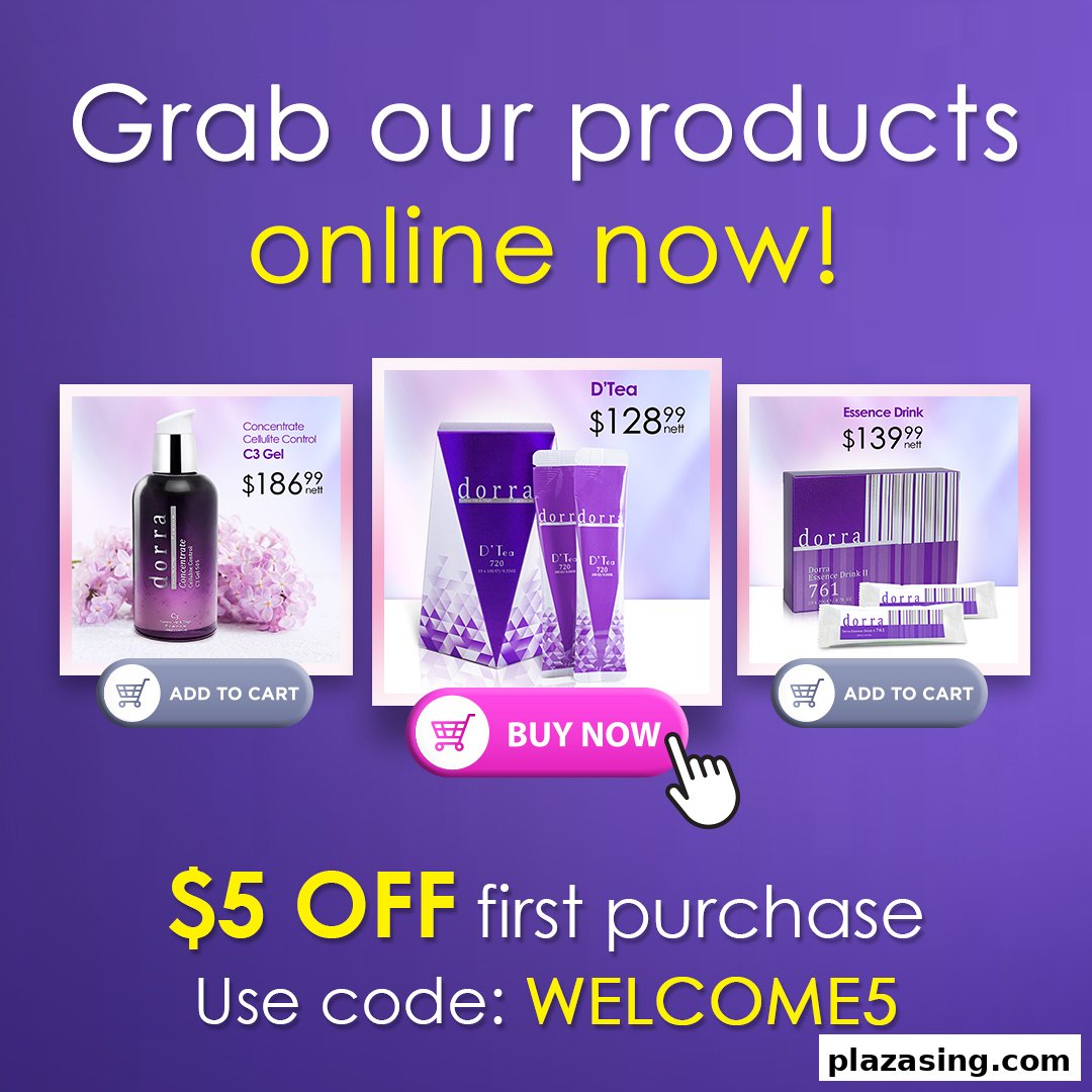 An advertisement showcasing Dorra Slimming products available online with a special discount offer.