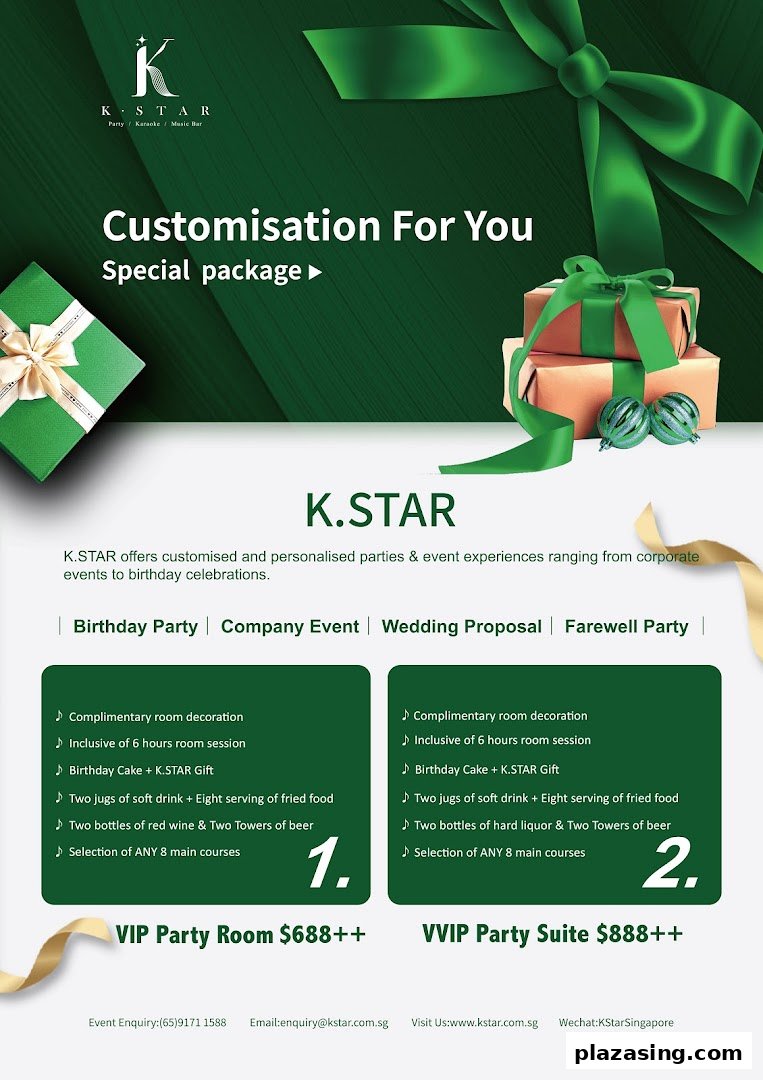 K.STAR's special event packages for parties, including karaoke, food, and drinks.