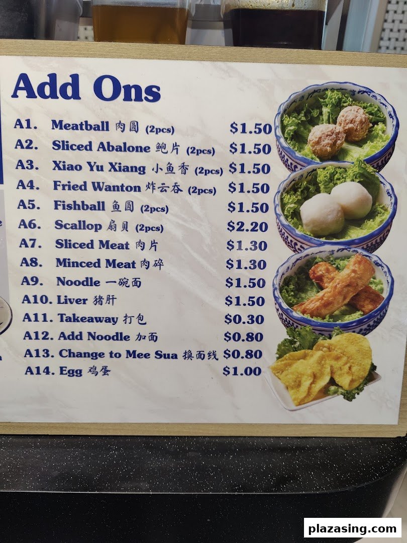 A menu board displaying various 'Add Ons' with prices and some food images.