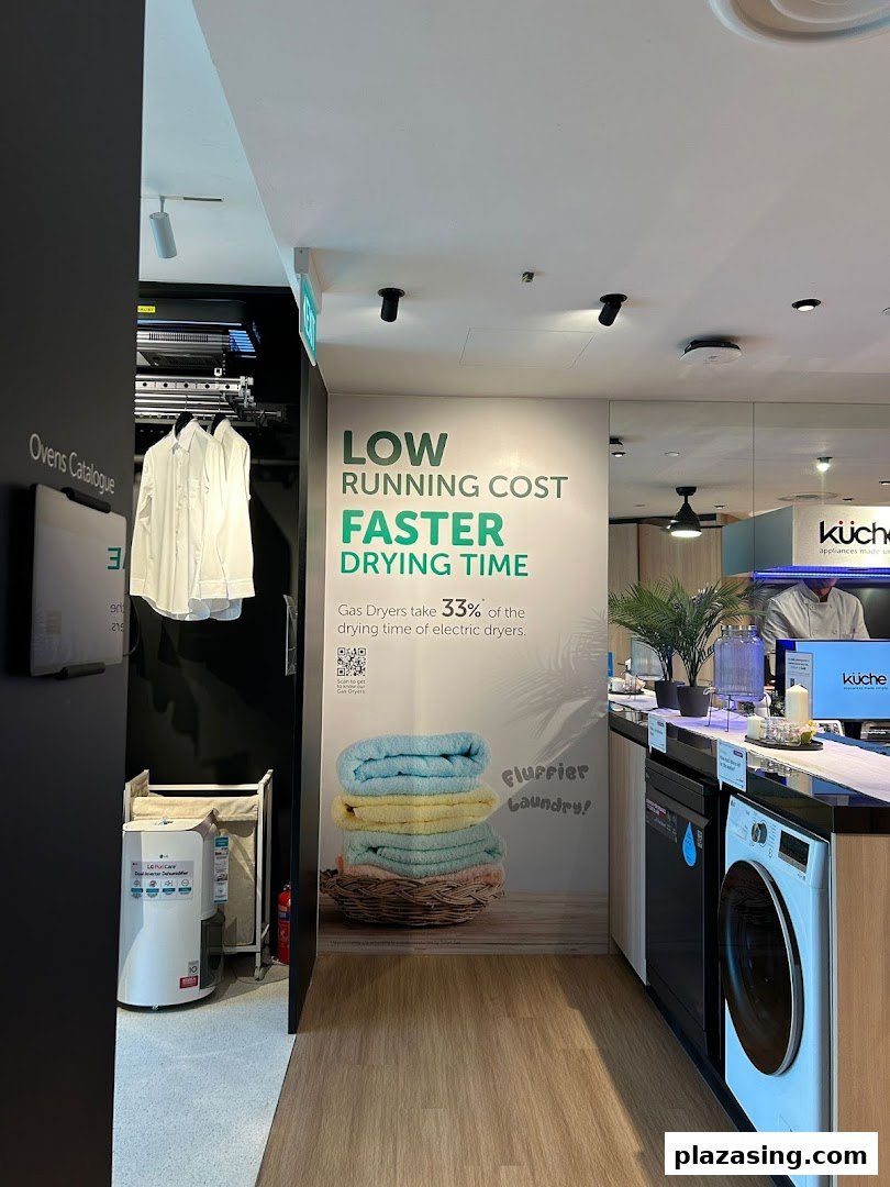 An interior view of Life by City Energy, showcasing laundry appliances and energy-efficient drying solutions.