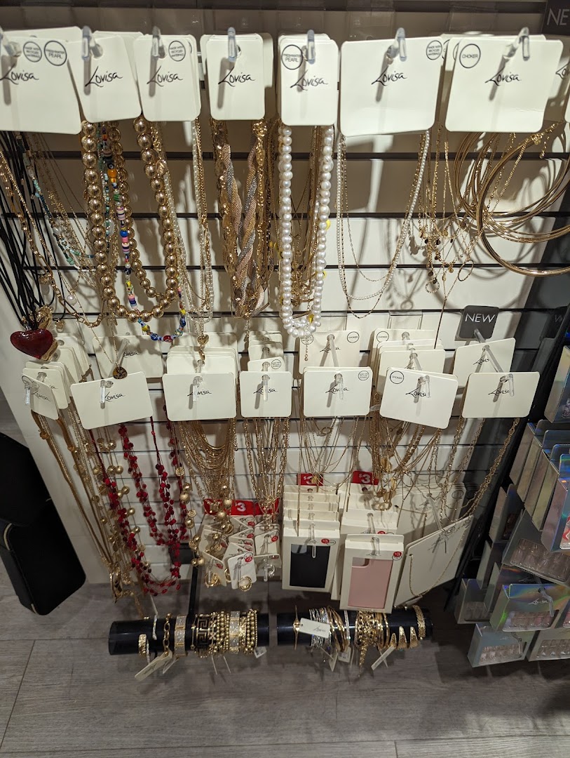 A vibrant display of Lovisa necklaces, bracelets, and other fashion jewelry, showcasing diverse styles.
