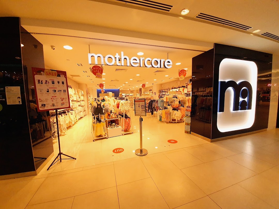 The brightly lit entrance of Mothercare, showcasing a wide range of baby and children's products.
