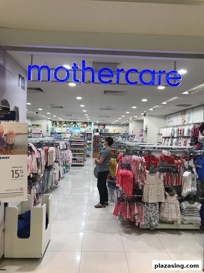 The Mothercare shop entrance at Plaza Singapura, showcasing a wide range of baby and kids' apparel and essentials.