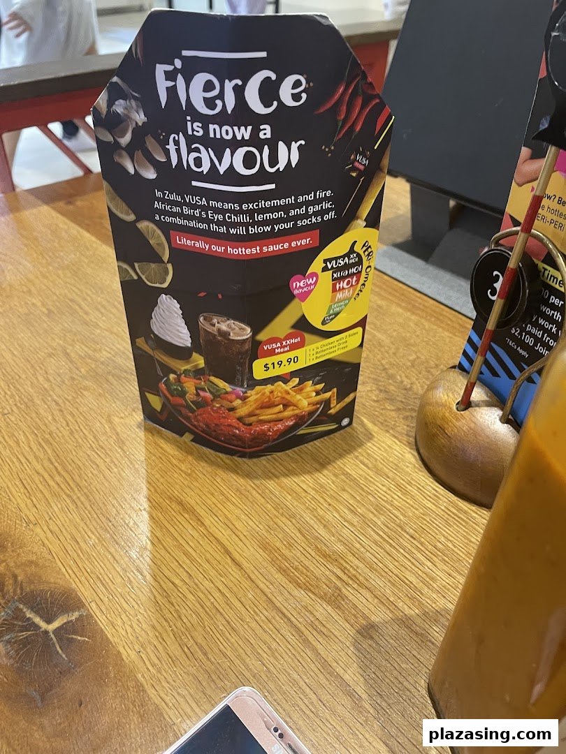 A table tent promoting Nandos' new 'Fierce' VUSA XXHot flavour and meal.