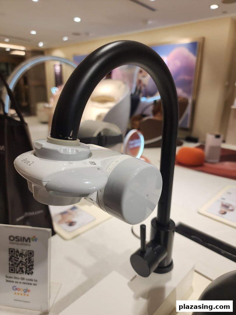 An OSIM uPure 2 water purifier on display, showcasing innovative wellness technology.