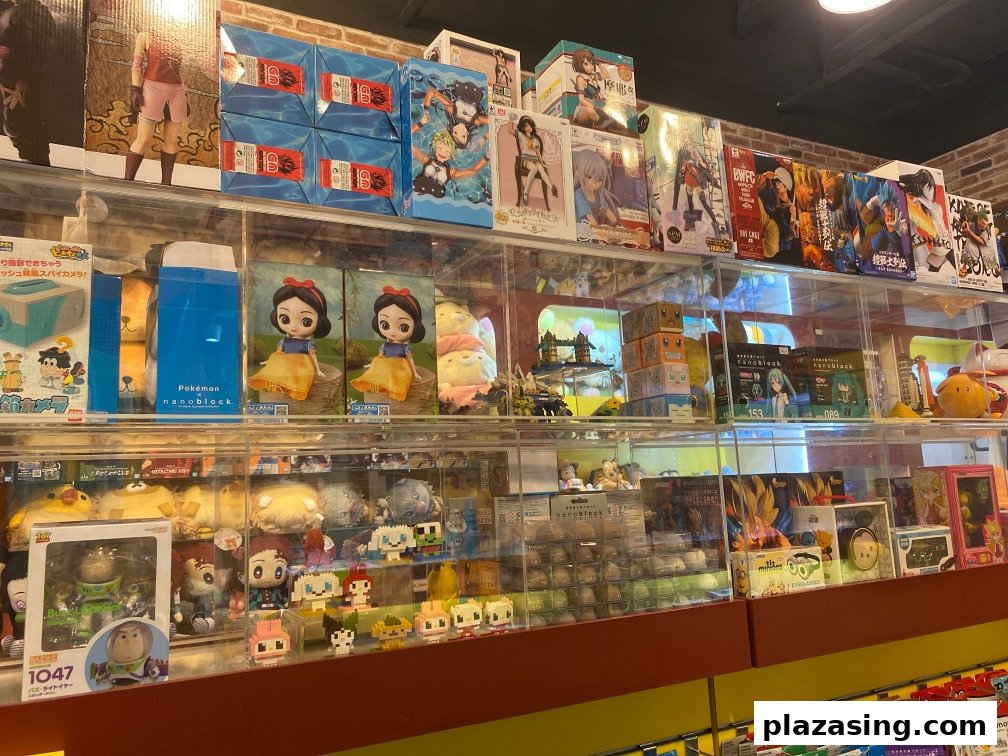 Shelves filled with a wide array of anime figures, nanoblocks, and character merchandise at Otaku House.