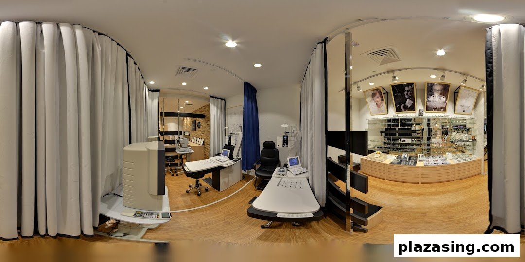 Interior view of OWNDAYS, showcasing eye examination equipment and extensive eyewear displays.