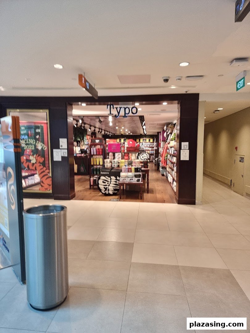 The inviting storefront of Typo at Plaza Singapura, showcasing its vibrant range of stationery and lifestyle products.