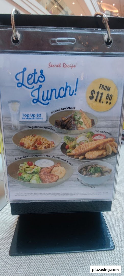 A Secret Recipe menu display showcasing their 'Lets Lunch!' set meals.