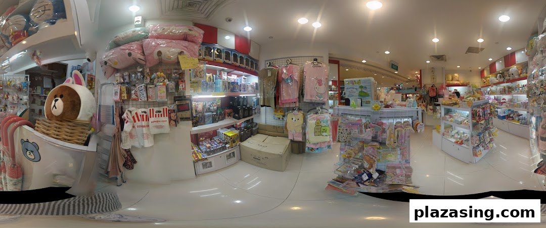 Interior view of Seimon-Cho, a vibrant shop filled with popular character merchandise, plush toys, and gifts.