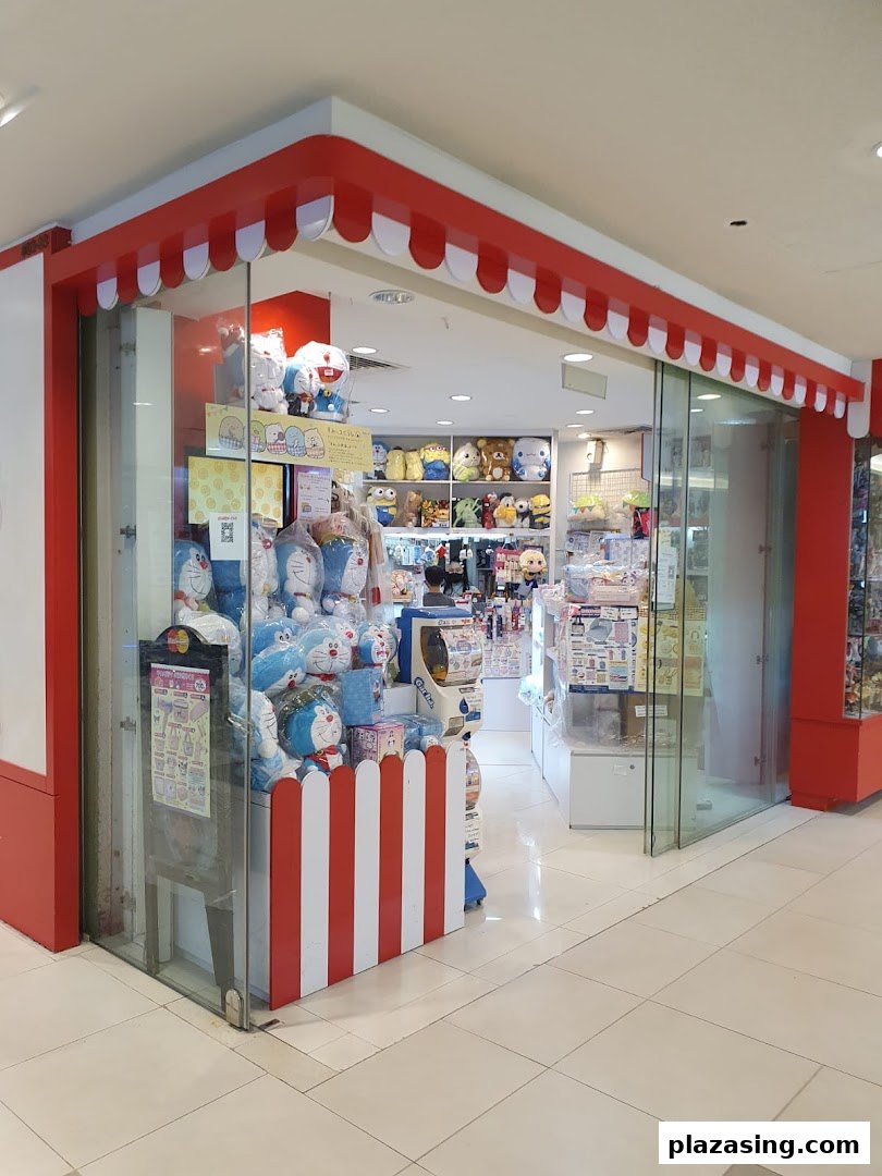 The vibrant storefront of Seimon-Cho, a shop brimming with adorable plush toys and character merchandise.
