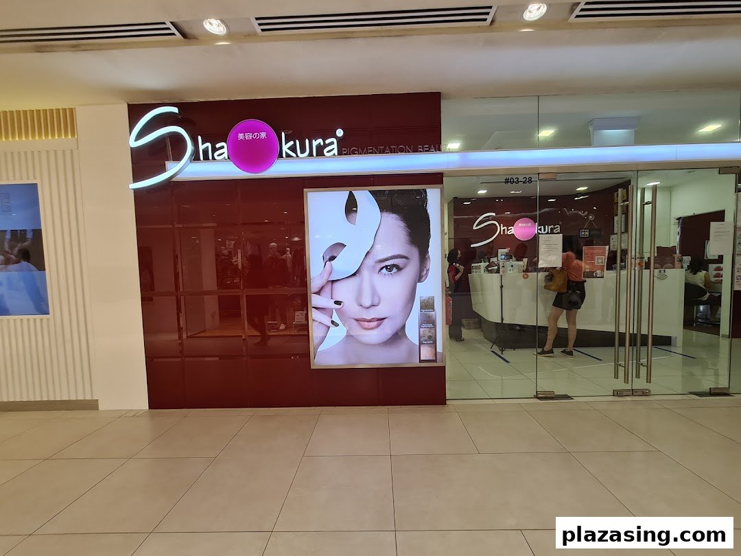 Exterior view of Shakura Pigmentation Beauty shop with a prominent beauty advertisement.