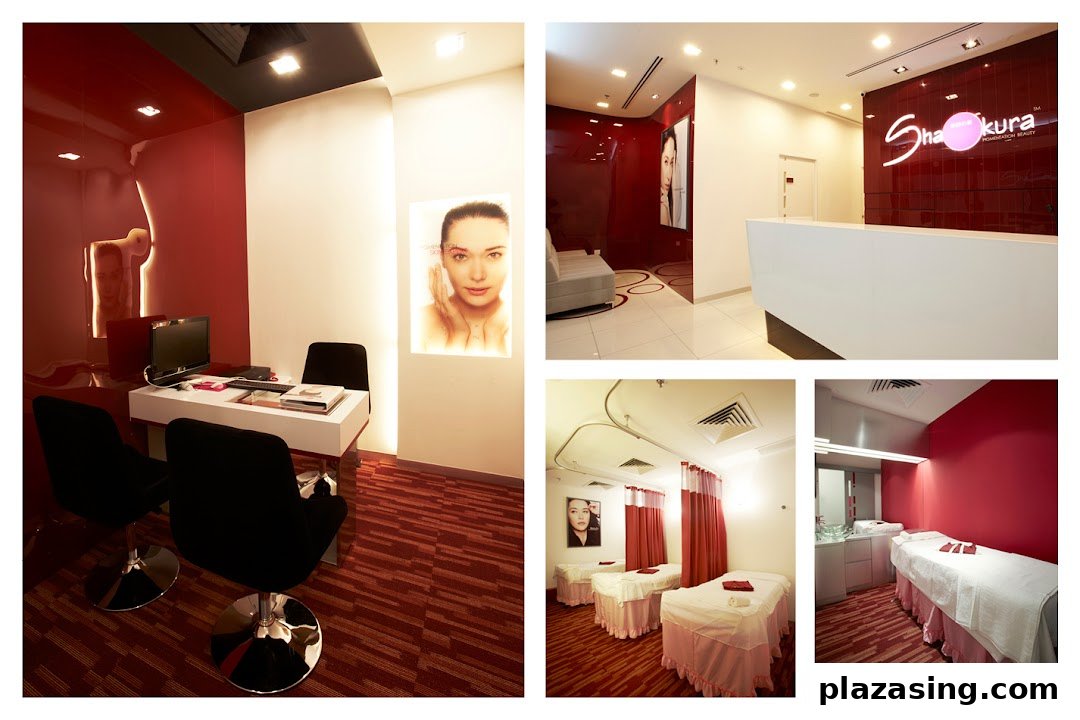 A collage showcasing the modern and inviting interior spaces of Shakura Pigmentation Beauty.