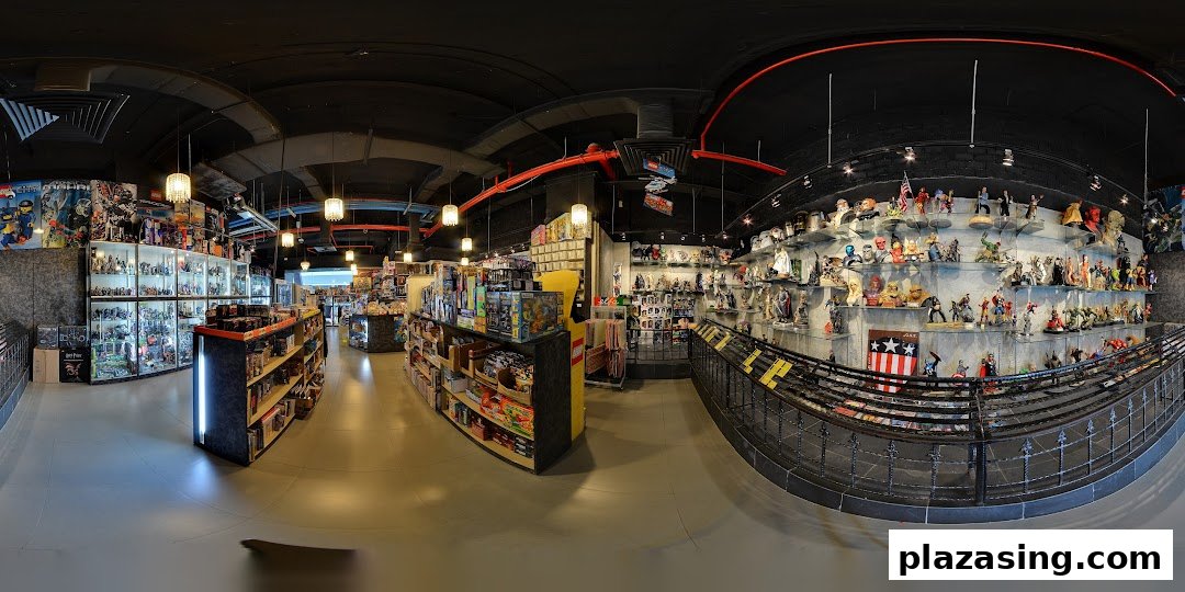 An expansive interior view of Simply Toys, showcasing a wide array of toys, action figures, and collectibles.