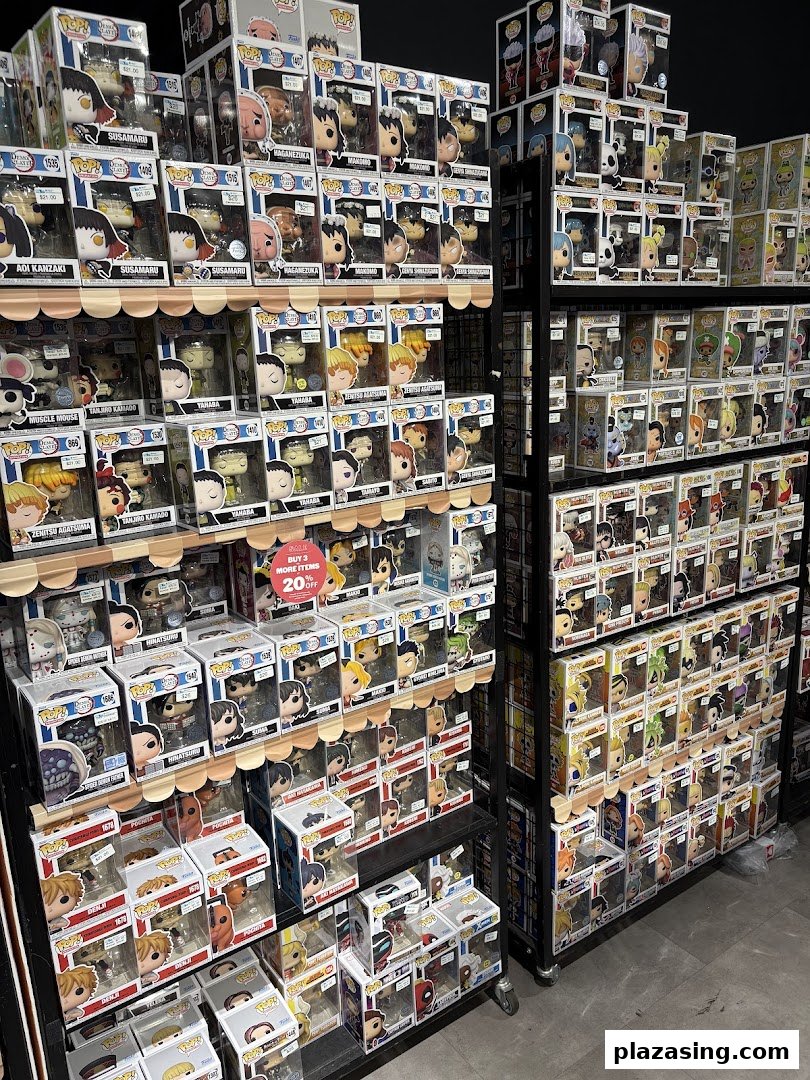 Shelves packed with a wide variety of Funko Pop collectible figures at Simply Toys.