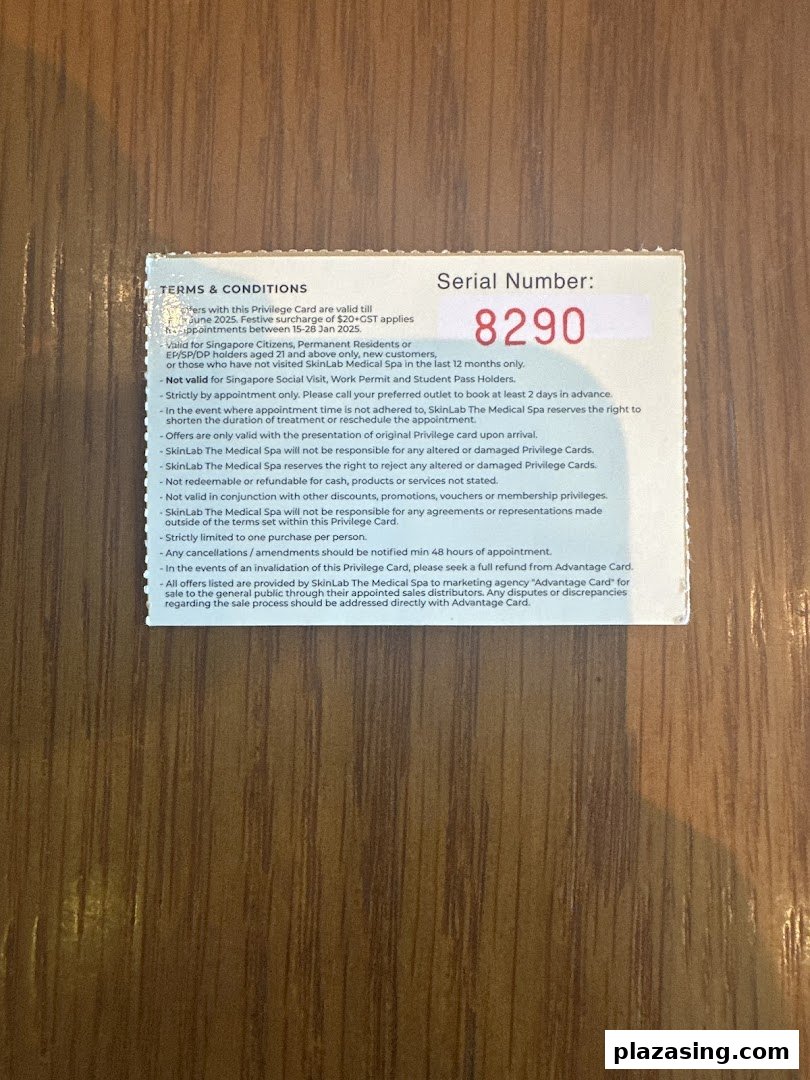 A SkinLab The Medical Spa Privilege Card displaying terms and conditions.