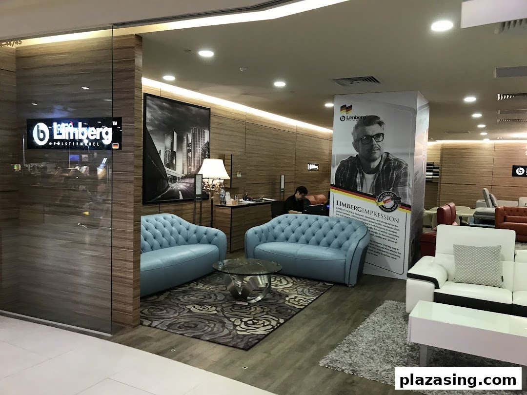 An interior view of a modern furniture showroom featuring stylish sofas and home decor.
